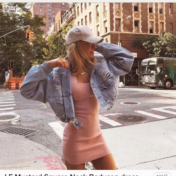 Seek the label LF bodycon mustard dress XS bandage - Picture 2 of 2